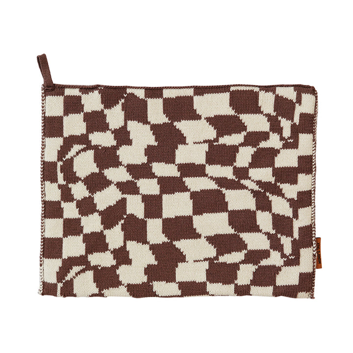 Living Room Retro Checkerboard Knitted Tissue Bag Fluffall